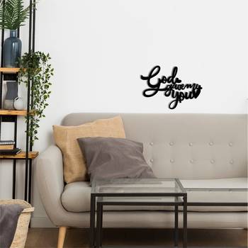 eCraftIndia  God Gave Me You  Love Theme Black Engineered Wood Wall Art Cutout  Ready to Hang Home DECOR 2