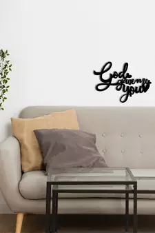 eCraftIndia  God Gave Me You  Love Theme Black Engineered Wood Wall Art Cutout  Ready to Hang Home DECOR