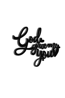 eCraftIndia  God Gave Me You  Love Theme Black Engineered Wood Wall Art Cutout  Ready to Hang Home DECOR