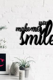 eCraftIndia  You Make Me Smile  Black Engineered Wood Wall Art Cutout  Ready to Hang Home DECOR