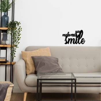 eCraftIndia  You Make Me Smile  Black Engineered Wood Wall Art Cutout  Ready to Hang Home DECOR 2