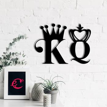 eCraftIndia  King And Queen  Love Theme Black Engineered Wood Wall Art Cutout  Ready to Hang Home DECOR 1