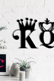 eCraftIndia  King And Queen  Love Theme Black Engineered Wood Wall Art Cutout  Ready to Hang Home DECOR