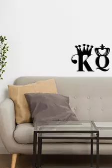 eCraftIndia  King And Queen  Love Theme Black Engineered Wood Wall Art Cutout  Ready to Hang Home DECOR