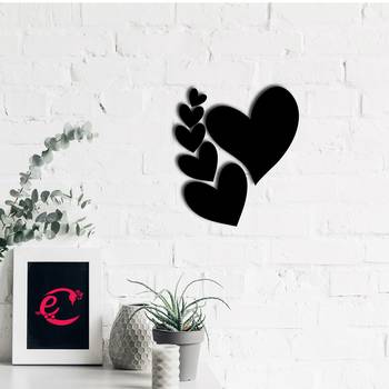 eCraftIndia  Set of 6 Hearts  Love Theme Black Engineered Wood Wall Art Cutout  Ready to Hang Home DECOR 1