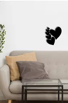 eCraftIndia  Set of 6 Hearts  Love Theme Black Engineered Wood Wall Art Cutout  Ready to Hang Home DECOR