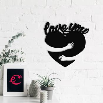 eCraftIndia  Love You  Valentine Theme Black Engineered Wood Wall Art Cutout  Ready to Hang Home DECOR 1