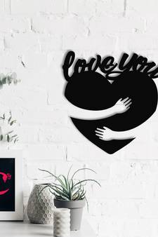 eCraftIndia  Love You  Valentine Theme Black Engineered Wood Wall Art Cutout  Ready to Hang Home DECOR