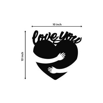 eCraftIndia  Love You  Valentine Theme Black Engineered Wood Wall Art Cutout  Ready to Hang Home DECOR 5