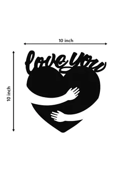 eCraftIndia  Love You  Valentine Theme Black Engineered Wood Wall Art Cutout  Ready to Hang Home DECOR