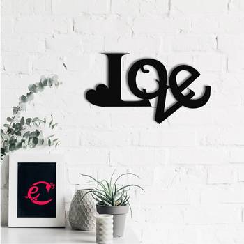eCraftIndia  Love  Valentine Theme Black Engineered Wood Wall Art Cutout  Ready to Hang Home DECOR 1