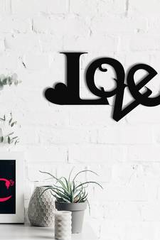 eCraftIndia  Love  Valentine Theme Black Engineered Wood Wall Art Cutout  Ready to Hang Home DECOR