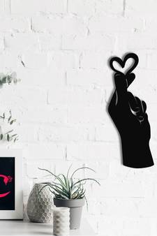 eCraftIndia  Little Heart in Hand  Love Theme Black Engineered Wood Wall Art Cutout  Ready to Hang Home DECOR