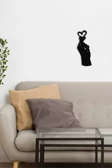 eCraftIndia  Little Heart in Hand  Love Theme Black Engineered Wood Wall Art Cutout  Ready to Hang Home DECOR