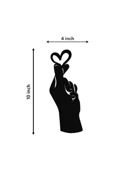 eCraftIndia  Little Heart in Hand  Love Theme Black Engineered Wood Wall Art Cutout  Ready to Hang Home DECOR