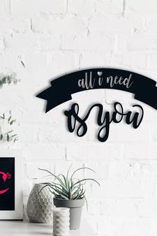 eCraftIndia  All I need is You  Love Theme Black Engineered Wood Wall Art Cutout  Ready to Hang Home DECOR