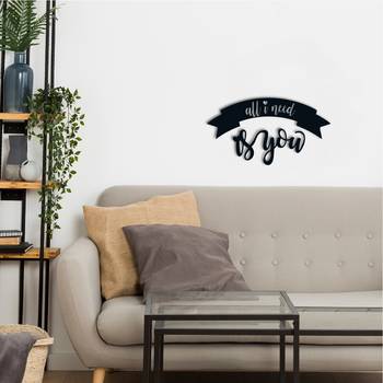 eCraftIndia  All I need is You  Love Theme Black Engineered Wood Wall Art Cutout  Ready to Hang Home DECOR 2