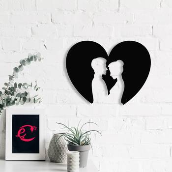 Black Metal Heart Couple Design Wall Art 1