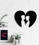 Black Metal Heart Couple Design Wall Art