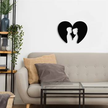 Black Metal Heart Couple Design Wall Art 2