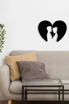 Black Metal Heart Couple Design Wall Art