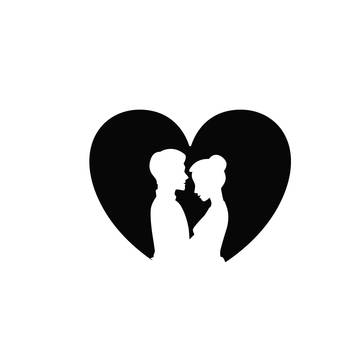 Black Metal Heart Couple Design Wall Art 4