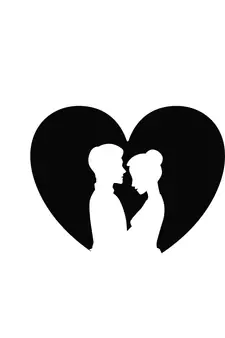 Black Metal Heart Couple Design Wall Art