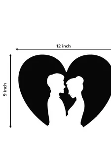 Black Metal Heart Couple Design Wall Art