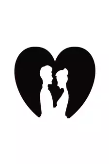 Black Metal Heart Couple Design Wall Art