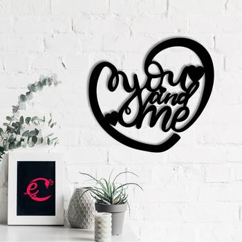 eCraftIndia  You And Me  Heart Shape Black Engineered Wood Wall Art Cutout  Ready to Hang Home DECOR 1