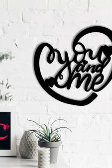 eCraftIndia  You And Me  Heart Shape Black Engineered Wood Wall Art Cutout  Ready to Hang Home DECOR