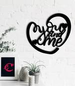 eCraftIndia  You And Me  Heart Shape Black Engineered Wood Wall Art Cutout  Ready to Hang Home DECOR