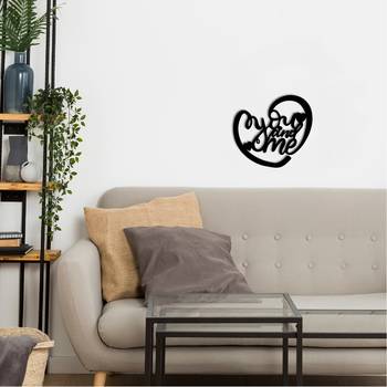 eCraftIndia  You And Me  Heart Shape Black Engineered Wood Wall Art Cutout  Ready to Hang Home DECOR 2