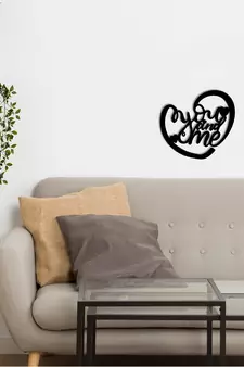 eCraftIndia  You And Me  Heart Shape Black Engineered Wood Wall Art Cutout  Ready to Hang Home DECOR