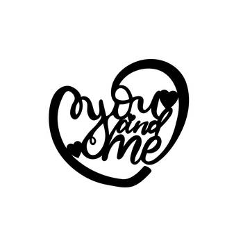 eCraftIndia  You And Me  Heart Shape Black Engineered Wood Wall Art Cutout  Ready to Hang Home DECOR 3