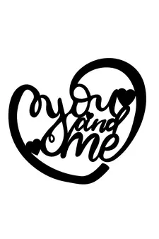 eCraftIndia  You And Me  Heart Shape Black Engineered Wood Wall Art Cutout  Ready to Hang Home DECOR