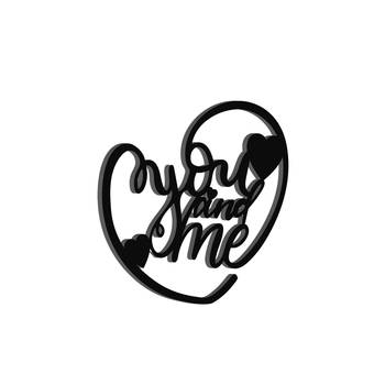 eCraftIndia  You And Me  Heart Shape Black Engineered Wood Wall Art Cutout  Ready to Hang Home DECOR 6