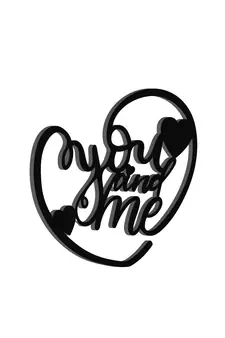 eCraftIndia  You And Me  Heart Shape Black Engineered Wood Wall Art Cutout  Ready to Hang Home DECOR
