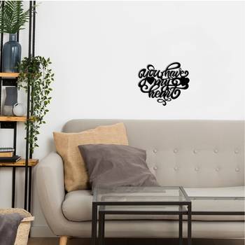 eCraftIndia  You Have My Heart  with Hearts Black Engineered Wood Wall Art Cutout  Ready to Hang Home DECOR 2