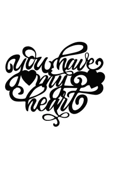 eCraftIndia  You Have My Heart  with Hearts Black Engineered Wood Wall Art Cutout  Ready to Hang Home DECOR