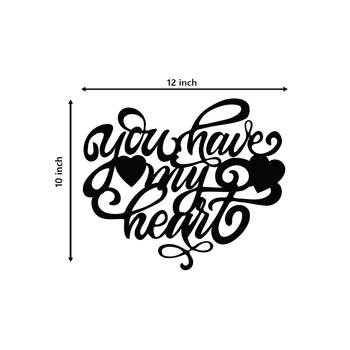 eCraftIndia  You Have My Heart  with Hearts Black Engineered Wood Wall Art Cutout  Ready to Hang Home DECOR 5