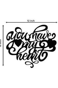 eCraftIndia  You Have My Heart  with Hearts Black Engineered Wood Wall Art Cutout  Ready to Hang Home DECOR