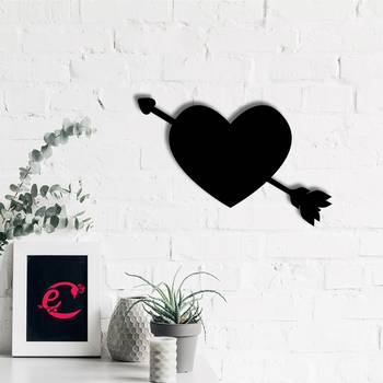 eCraftIndia Heart with Love Arrow Black Engineered Wood Wall Art Cutout  Ready to Hang Home DECOR 1