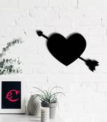 eCraftIndia Heart with Love Arrow Black Engineered Wood Wall Art Cutout  Ready to Hang Home DECOR