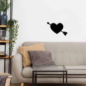 eCraftIndia Heart with Love Arrow Black Engineered Wood Wall Art Cutout  Ready to Hang Home DECOR 2
