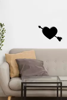 eCraftIndia Heart with Love Arrow Black Engineered Wood Wall Art Cutout  Ready to Hang Home DECOR