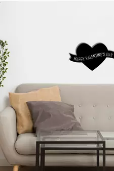 eCraftIndia  Happy Valentine's Day  Black Engineered Wood Wall Art Cutout  Ready to Hang Home DECOR