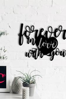 eCraftIndia  Forever In Love With You  Valentine Theme Black Engineered Wood Wall Art Cutout  Ready to Hang Home DECOR