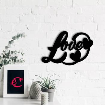 eCraftIndia  Love with Hearts  Black Engineered Wood Wall Art Cutout  Ready to Hang Home DECOR 1