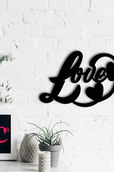 eCraftIndia  Love with Hearts  Black Engineered Wood Wall Art Cutout  Ready to Hang Home DECOR